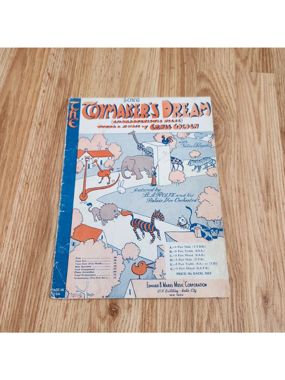 Vintage 1929 The Toymaker's Dream Sheet Music Ernie Golden Frederick Manning